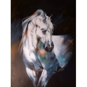 Irfan Ahmed, 30 x 40 Inch, Oil on Canvas, Horse Painting, AC-IRA-042